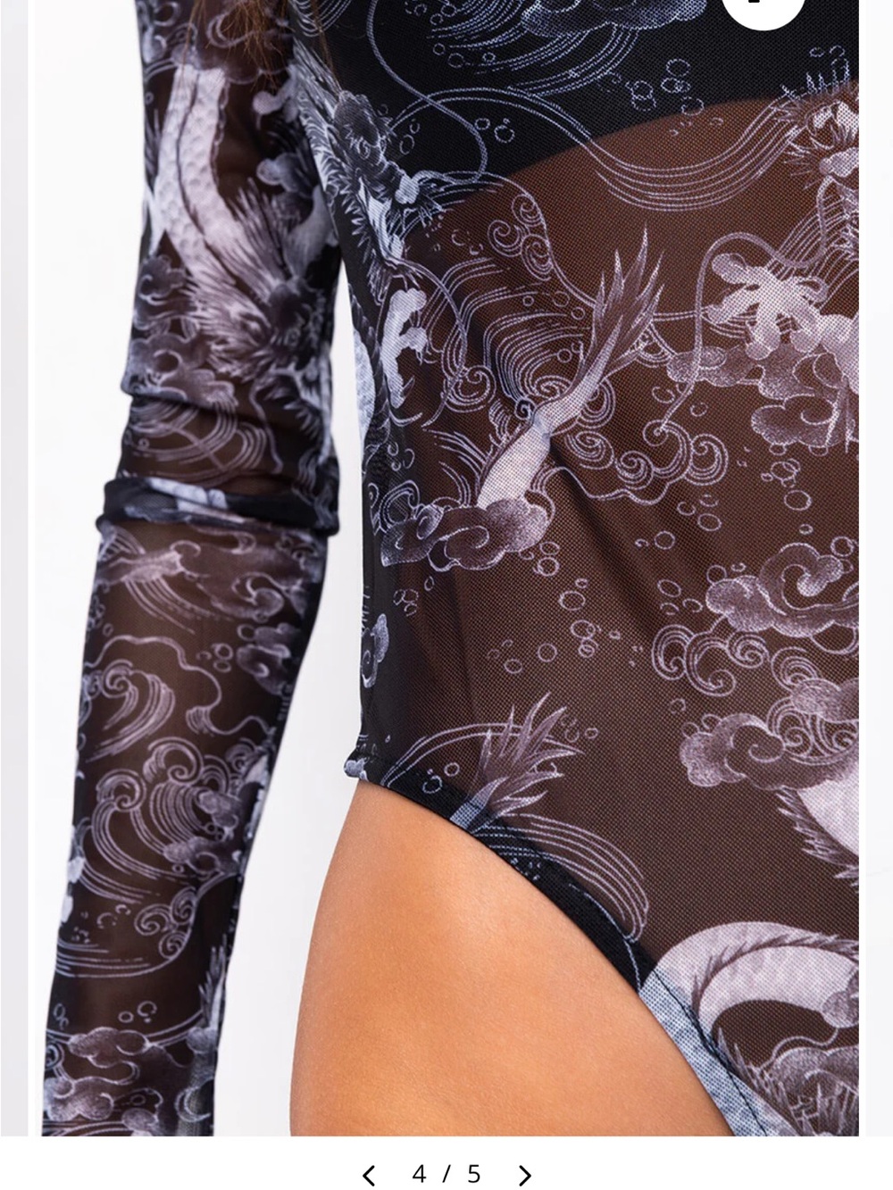 Akira MAGIC DRAGONS LONG SLEEVE MOCK NECK MESH BODYSUIT BLACK - Picture 2 of 5